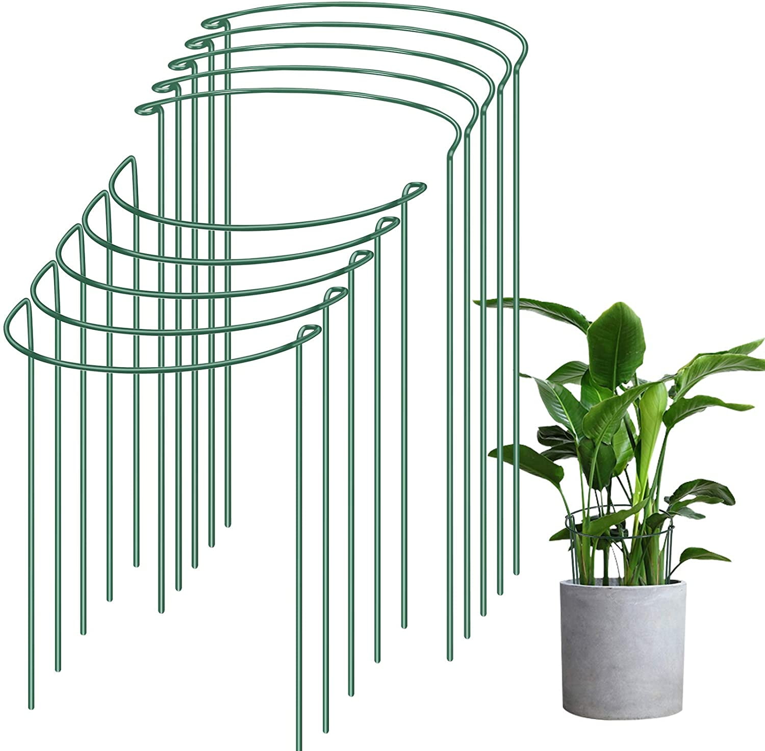 Garden Stakes & Plant Clips Bundle: 20 Weatherproof Plastic Coated Steel Plant Stakes 24in Large & Small Vine Clips for Stem & 20 Garden Clips for Flowers & Vegetables Tree & Potted Plant Support 
