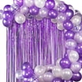 thumbnail image 1 of Kit de decoración para fiestas moradas, telón de fondo con flecos de papel de aluminio morado, decoraciones de cumpleaños, suministros para fiestas de graduación, 1 of 6
