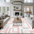 thumbnail image 3 of Non-Slip Rug Pad Rugs Modern Pink Gray Stripe Lines Rectangle Area Rugs 5x7Ft Soft Carpet Pads for Living Room Kids Room, Abstract Geometric Art, 3 of 9