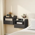 thumbnail image 2 of HOMCOM Set of 2 Floating Nightstand w/ Charging Station Bedside Table Black, 2 of 10