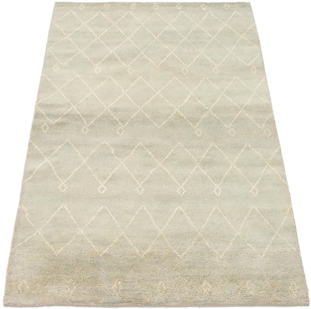 ECARPETGALLERY 5'2" x 8'0" Moroccan Tangier Hand-knotted Area Rug for Living Room, Dining Room and Bedroom in Grn