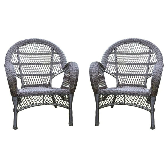 Jeco 15" Resin Wicker Patio Chair in White (Set of 2)