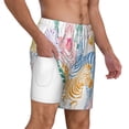 thumbnail image 3 of Picia Zebra Colourful pattern Mens Swim Trunks with Compression Liner Stretch Beach Shorts Quick Dry with Zipper Pockets No-Chafing Board Shorts-3X-Large, 3 of 9