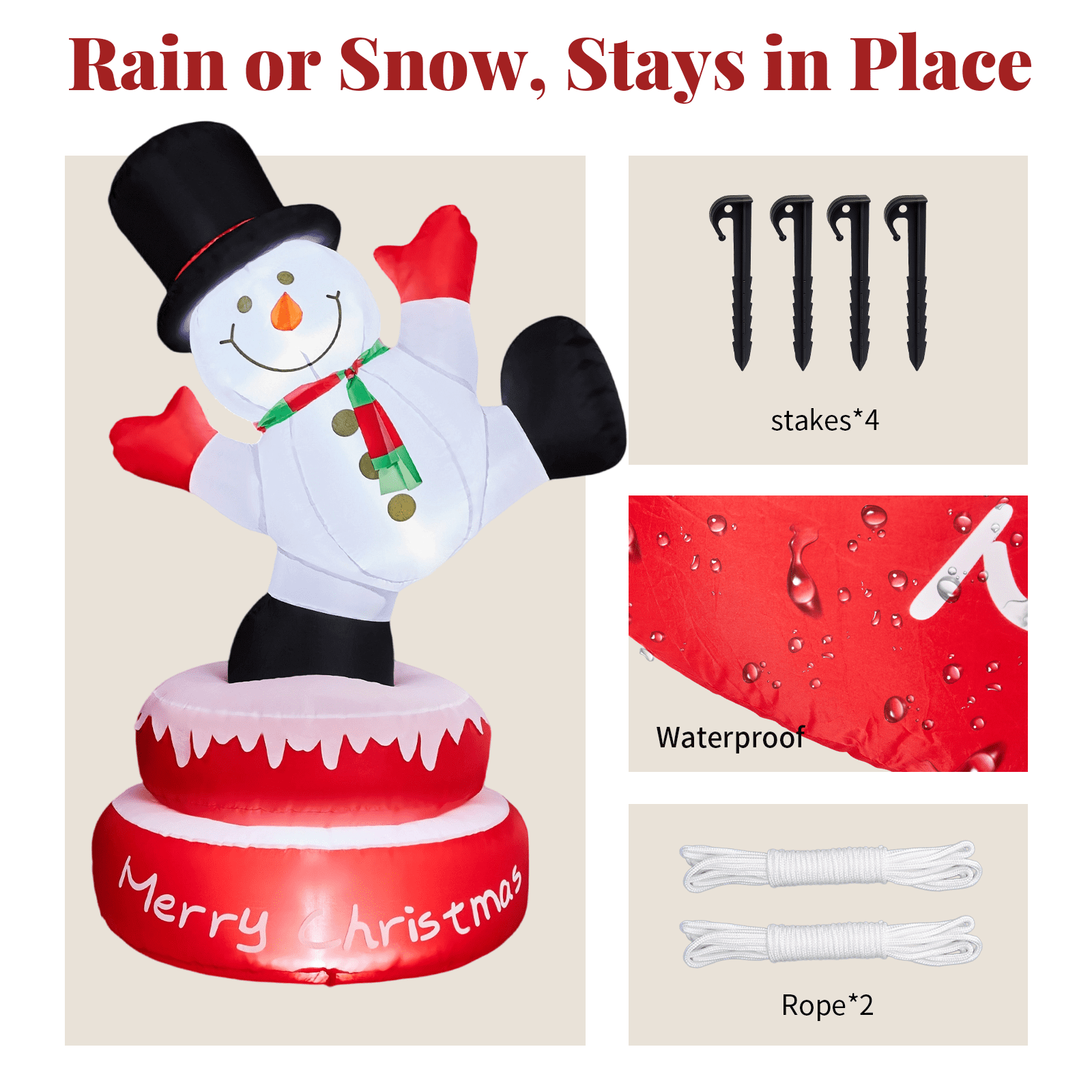 4.8FT Lighted Christmas Inflatable Decoration, Large Rotating Snowman with Motor, Funny Blow Up Yard Decorations with Built-in LED Lights for Holiday Party Front Yard Lawn Garden Decor