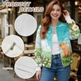 thumbnail image 6 of COEQINE Women's Bomber Jacket Full Zip Relaxed Fit Cardigan Jacket Fall Winter Trendy Coats with Pockets, Casual Varsity Shacket Coats Streetwear, Medium, Capybara Daisy Meadow, 6 of 7