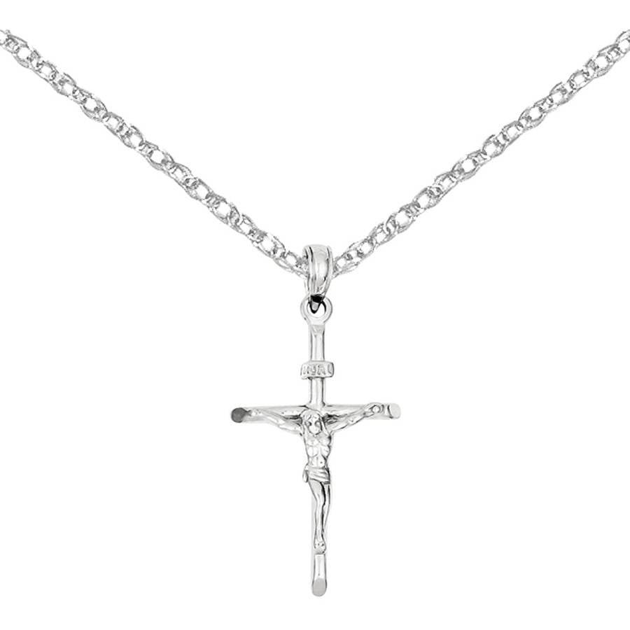 Mia Diamonds 14k Gold Two-tone INRI Hollow Crucifix Pendant
