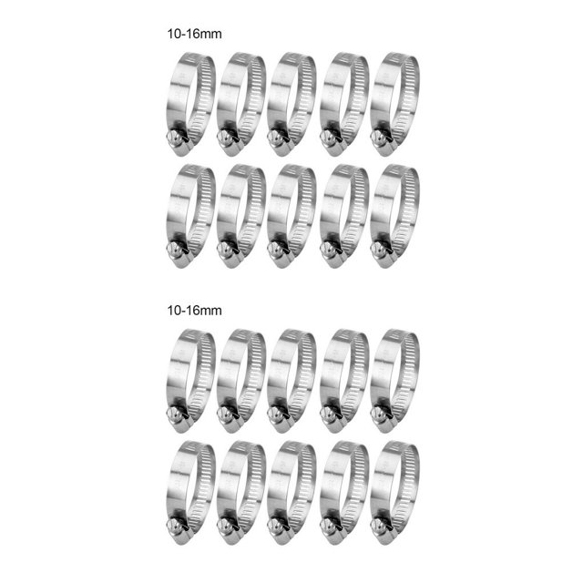 Naiovety 10pcs Clips de tubería de agua Mangueras de tubería de combustible ajustables Abrazaderas de tubería de aire de acero inoxidable 304, 10-16 mm Type1 NO1 Naiovety CBP179385