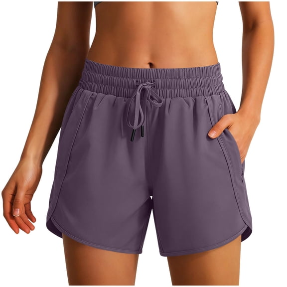 ShiShine Women's Athletic Running Shorts Quick Dry UPF 50 Lightweight Workout Gym Shorts with Zipper Pockets