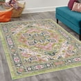 thumbnail image 2 of Ethnic Decorative Rug, Bohemian Retro Themed Floral Detail Cultural Abstract Shapes Flourish, Quality Carpet for Bedroom Dorm and Living Room, 6 Sizes, Pistachio Green Pink Teal, by Ambesonne, 2 of 4