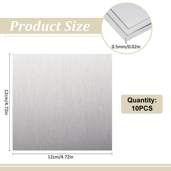 10 PCS Sqaure 6061 Aluminum Sheet Metal 4.7x4.7 Inch with Double-Sided Protective Film 0.02 Inch for Mechanical Cutting Precision Machining