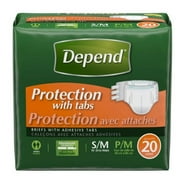 Depend Adult Brief Tab Closure Small / Medium Disposable Heavy Absorbency, 35456 - Pack of 20
