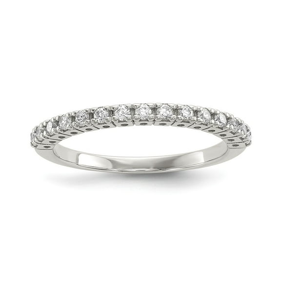 White Sterling Silver Ring Band Fashion Open Back Flat Cubic Zirconia CZ Round