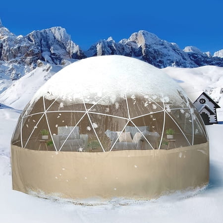 VEVORbrand Dome Igloo Bubble Tent 12 x7  Igloo Tent Dome Polyester & PVC Garden Dome Tent with Extra LED String Light 8-10 Person Use Patio Dome Igloo for Planting Outdoor Activities Gazebo