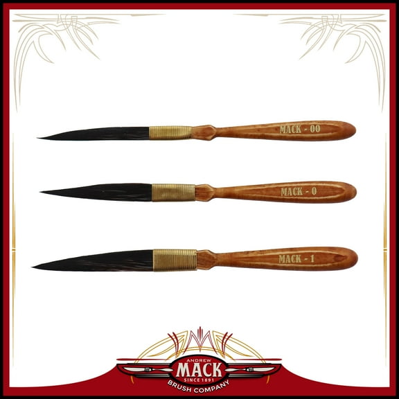 Andrew Mack STR8LINES Synthetic Squirrel Pinstriping Set (3) Sizes 00, 0, 1