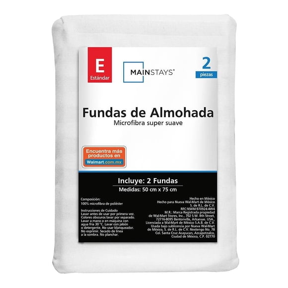 Fundas de Almohada Mainstays Estándar Liso Blanco
