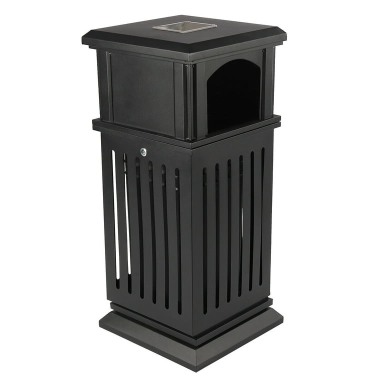 Miumaeov Outdoor/Indoor Trash Can Commercial Trash Cans with Locking Lid Waste Container with Perforated Galvanized Steel Panel for Disposal