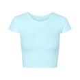 thumbnail image 2 of Ounisa Womens Tops 2026 Short Sleeve Shirts Summer Casual Tops Crew Neck Basic Layer Ribbed Slim Fitted Short Tee, 2 of 3