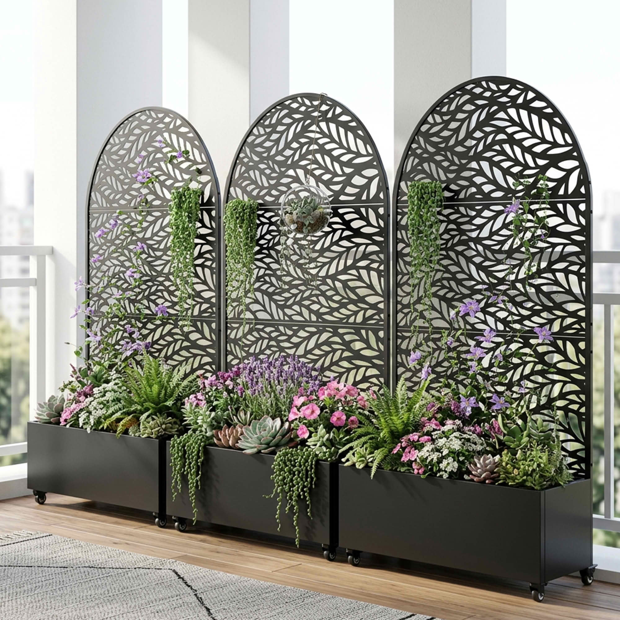 MAYEERTY Metal Arched Raised Garden Bed with Trellis Outdoor Planter Box Patio Backyard Vertical Climbing Plant Grow Bed, 72×47.2×15.7in