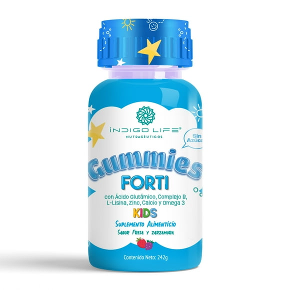 Indigo Life Gummies Forti Kids Acido Glutamico, Complejo B, L-lisina, Calcio y Omega 3 242 gr INDIGO LIFE NUTRACEUTICOS Gomitas