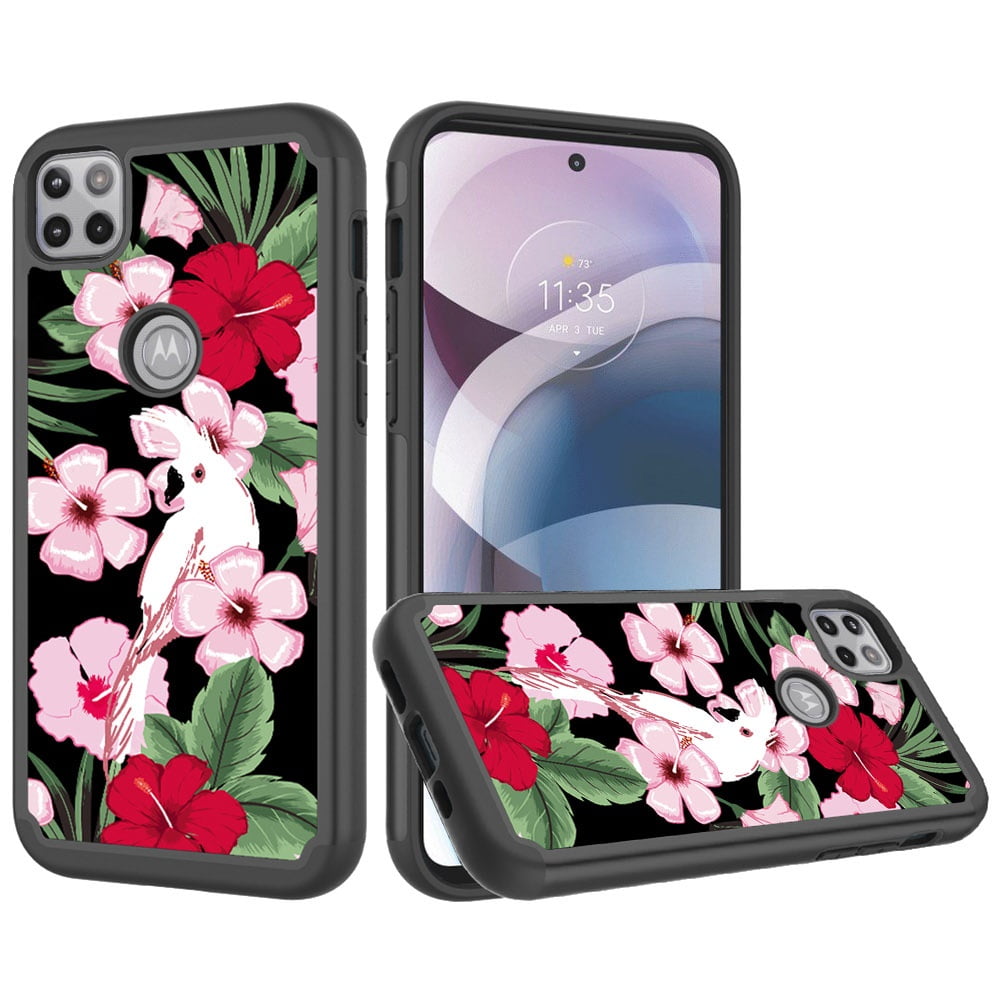 For Motorola Moto One 5g Ace Beautiful Design Leather Feel Tough Hybrid Case Cover Charming Flowers Walmart Com