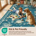 thumbnail image 4 of Design&I 6'x9' Washable Area Rug Turtle Motif Nautical Wave Starfish Border Coral Reef Seashell Ocean Flowing for Queen Size Bedroom, Under Bed, Sleek Flatweave Pet Friendly, 4 of 7