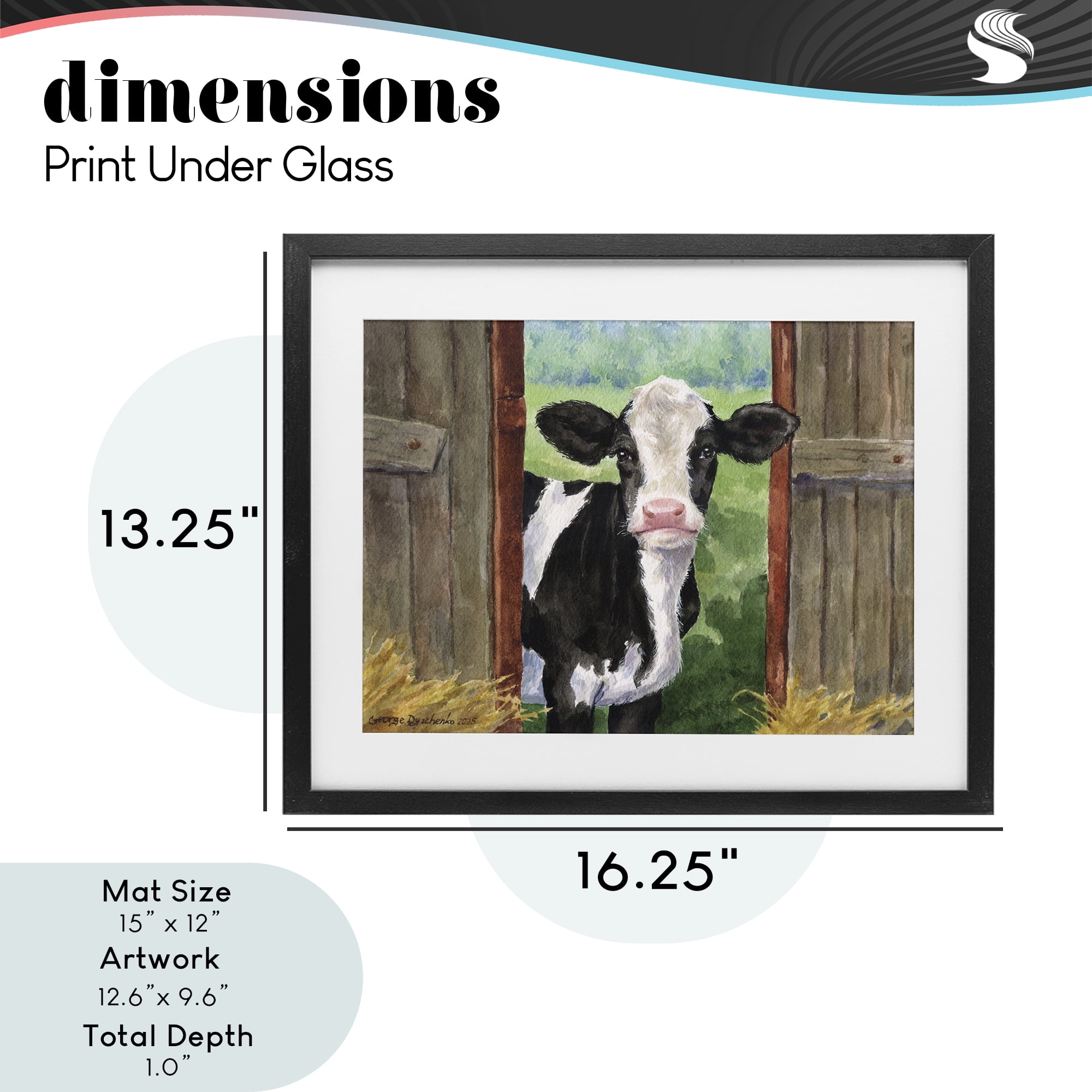 Stupell Industries Cow in Wooden Gate Black Framed Print Under Glass, design by George Dyachenko