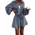 thumbnail image 2 of 2 Piece Sets for Women Matching Two Piece Fashion Oversized Shirts and Shorts Spring Outfit Gray S, 2 of 7