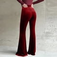 thumbnail image 4 of Pincandy Women's Solid Color Velour Pants - Elastic Waist, Loose Flared Wide Leg Fit with Pockets, Comfortable for Loungewear & Casual Activities, 4 of 7
