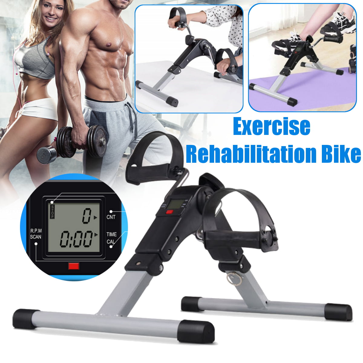 Mini Pedal Exercise Machine Cycle Fitness Digital Exerciser Bike Stationary Home 