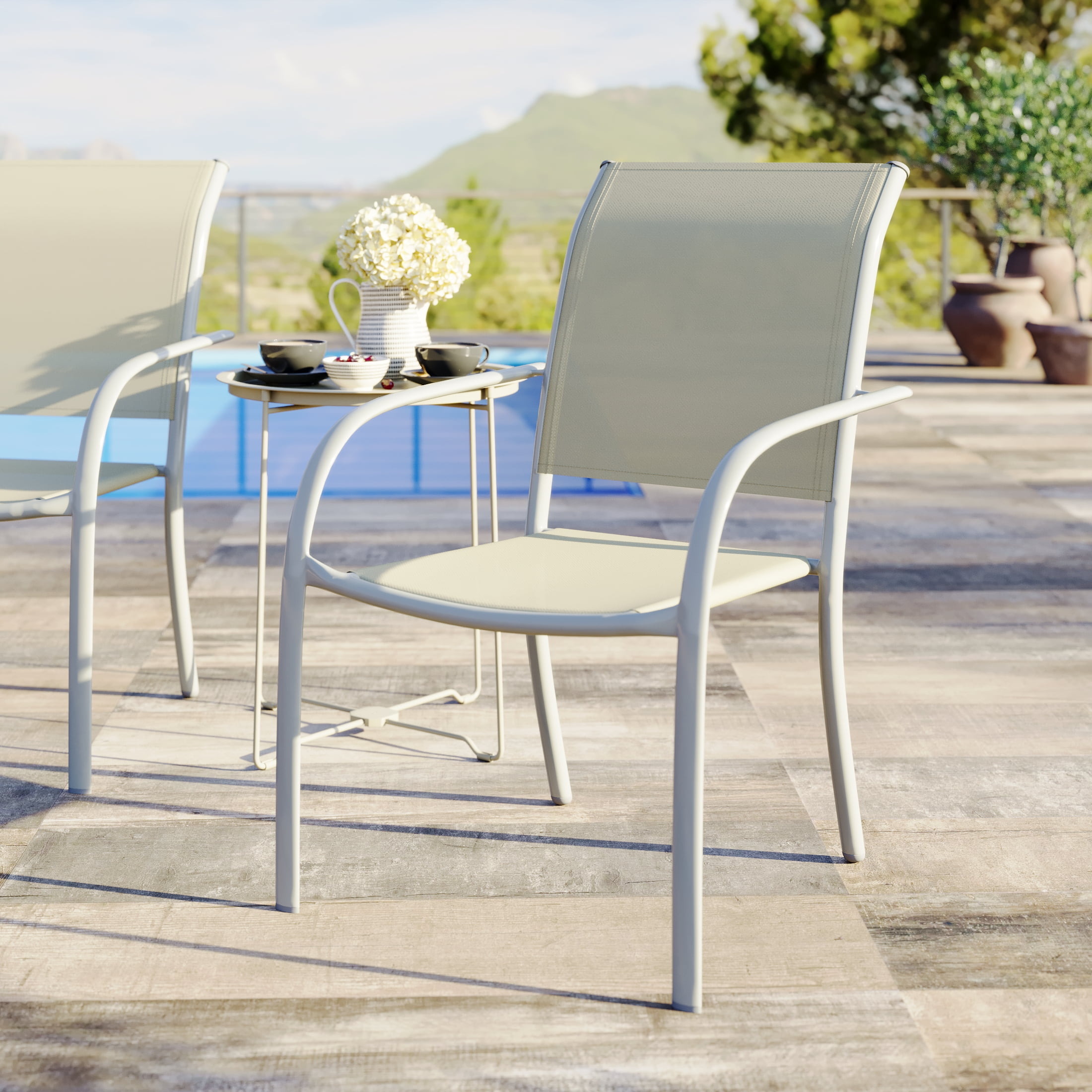 Mainstays Steel Outdoor Stacking Chair, Greige, All-weather - Walmart.ca