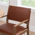 thumbnail image 5 of Linon Hutton Dining Arm Chair Woven Leather Back in Brown Stained Solid Wood, 5 of 14
