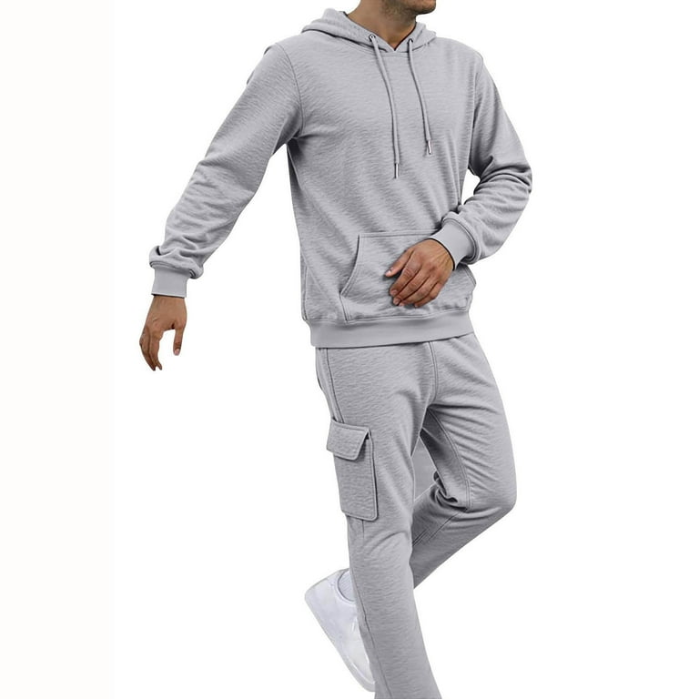 BiZtdJrK Hooded Sets for Men Hiking Jogger 2 Piece Set Drawstring