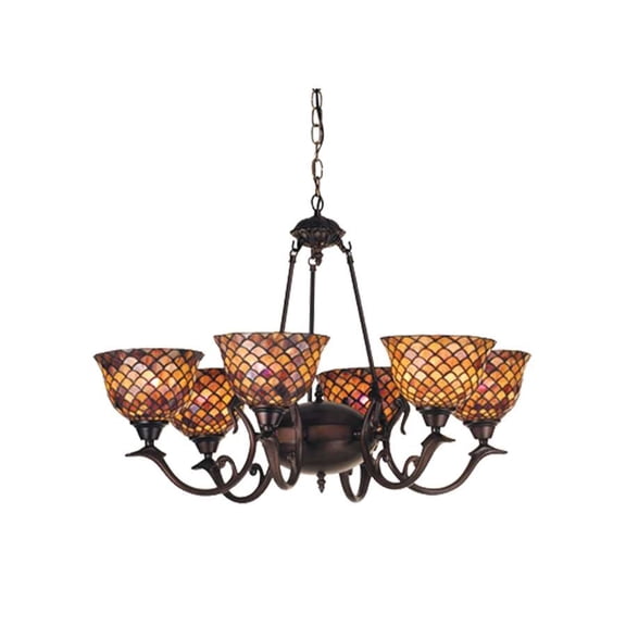 Meyda Tiffany 74043 Tiffany Fishscale 6 Light 32-1/2" Wide Chandelier - MultiColor