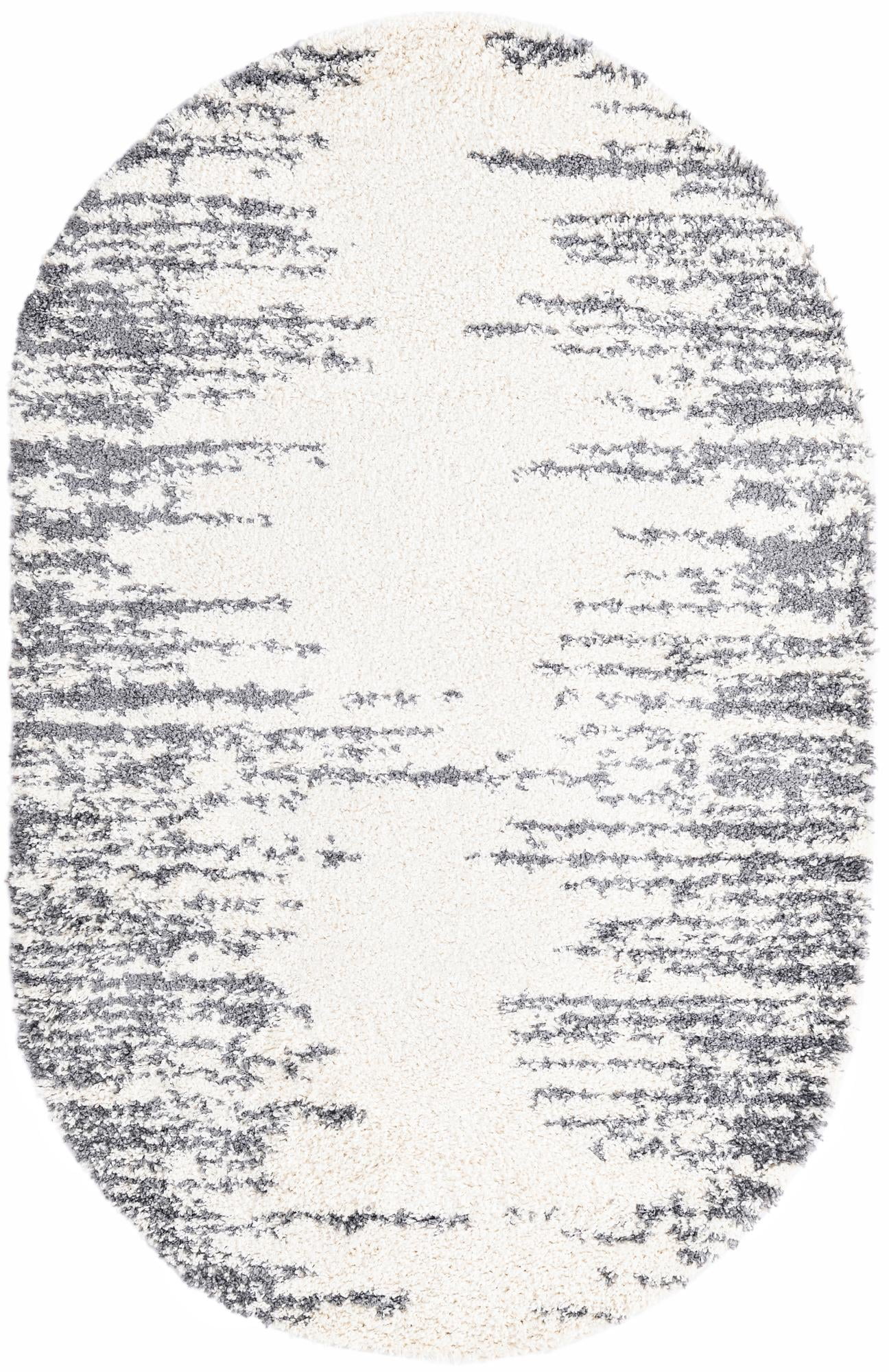 Serenity Shag Collection Rug 5' x 8' Oval White Shag Rug