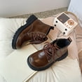 thumbnail image 5 of BFHHYA Kids' Boys Girls Martin Boots Side Zipper PU Leather Lace-Up Boots Cozy Walking Ankle Boots for Casual Outings & Family Trips, 5 of 9