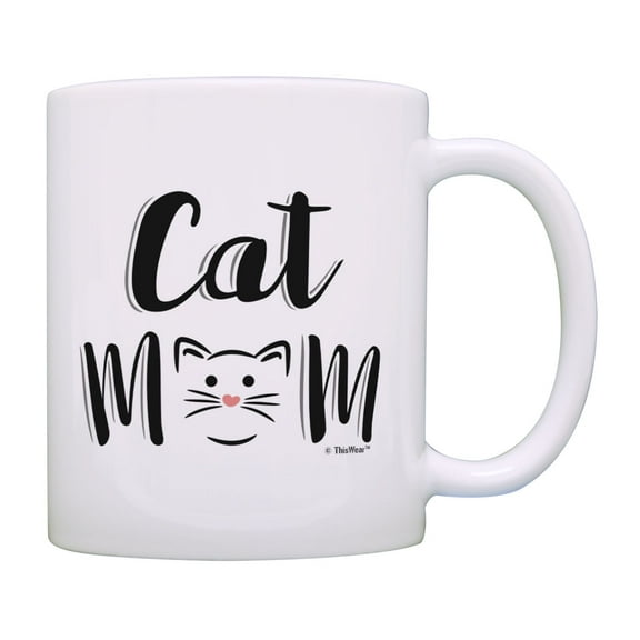 ThisWear Cat Mom Gifts Cat Mom Mug Crazy Cat Lady Gifts Pet Lover Gifts Cat Coffee Mug Black & White
