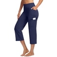 thumbnail image 2 of Wide Leg Yoga Pants For Women Fold Over Yoga Pants Flowy Capri Pants For Women Stretchy Pants For Women Lightweight Summer Pants Women Wide Leg Stretch Pants Hiking Pants Women Lightweight, 2 of 6