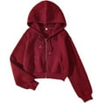 thumbnail image 1 of GPOECD Chandails à Capuchon Mode pour Femmes à Manches Longues avec Cordon, Chandail Court Rouge, TTG, 1 of 3