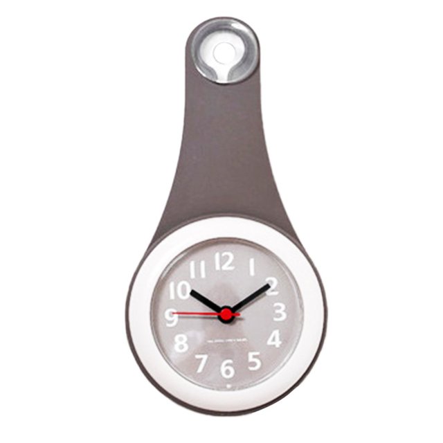 PVC Bathroom Wall Clock Portable Waterproof Wall-mounted Moistureproof Battery Powered Household Kitchen Analog Clocks Watch Grey