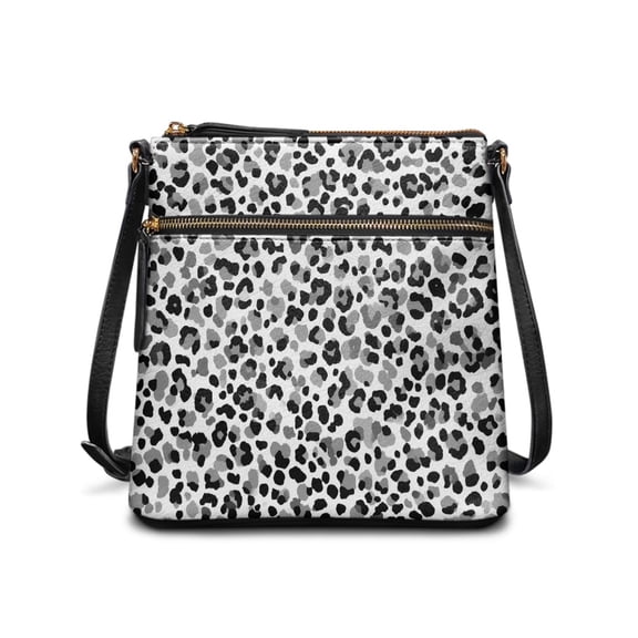 Tutolipy Black Gray Cow Print Durable Purse Satchel for Long Distance Travel Daily, Lightweight Waterproof Satchel Bag Adjustable Strap Crossbody Purse