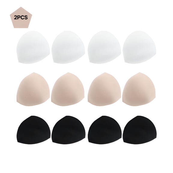 TELOLY 6 Pairs/1 Set Triangle Removable Bra Pad Inserts Breathable Sponge Pads for Women Ladies Girls Size S (Black/White/Skin Color, Each 2 Pairs)