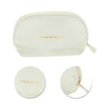 thumbnail image 4 of Ofertas Únicas 1 Pc Bolsa de Maquillaje Semicircular con Cierre para Vacaciones y Viajes de Negocios PU Blanca, 4 of 5