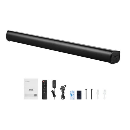 KFFKFF 35-Inch 2.1 Channel Sound Bar with Built-In Subwoofer, Compact TV Speakers for Home Audio, Bluetooth and AUX Connectivity, 120W Surround Sound System for Smart TVs and Projectors