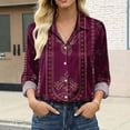 thumbnail image 2 of Summer Tops for Women Satin Long Sleeve Shirt Women's Retro Flower Casual Printed Shirt on Sale, 2 of 6