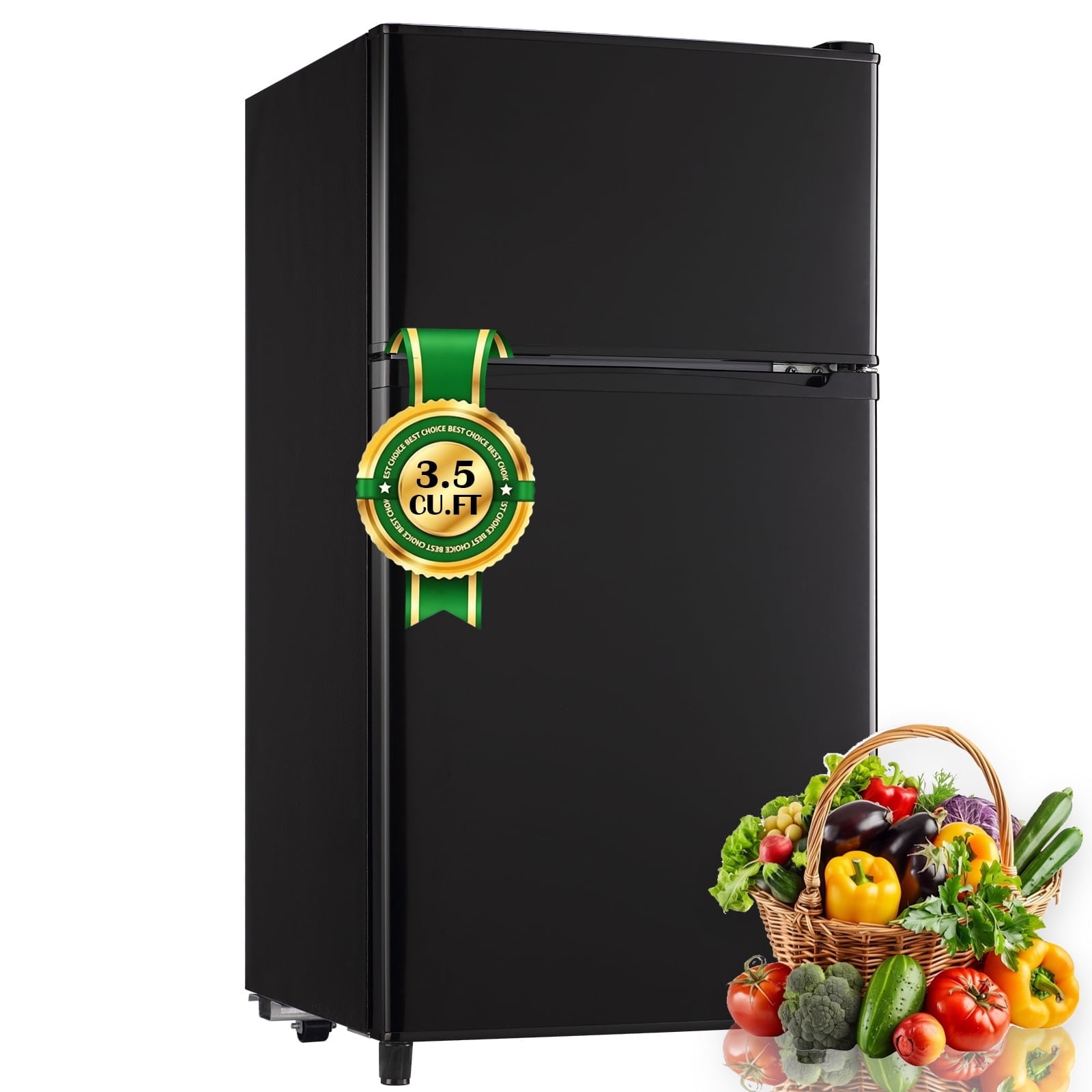 WANAI 3.5 Cu.ft Mini Fridge Compact Refrigerator with Freezer Small Fridge For Bedroom, Office, Kitchen, Apartment, Black