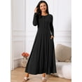 thumbnail image 3 of DARING DIVA Long Button Fit Long Sleeve Flowy A-Line Maxi Dress S Black, 3 of 6