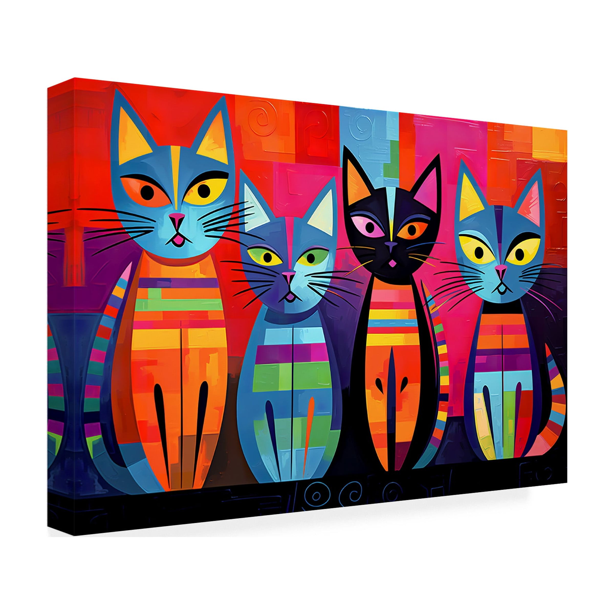 Canvas Wall Art - Ray Heere 'Colorful Cat 1' Wall Art for Living Room, Bedroom, or Office DÃ©cor by Trademark Fine Art - 47 x 30 Inches
