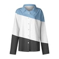 thumbnail image 3 of Womens Fashion Button Down Shirts Long Sleeve Dressy Casual Blouses V Neck Button Up Collared Shirts Tops Color Blocked for Women 2024, 3 of 3