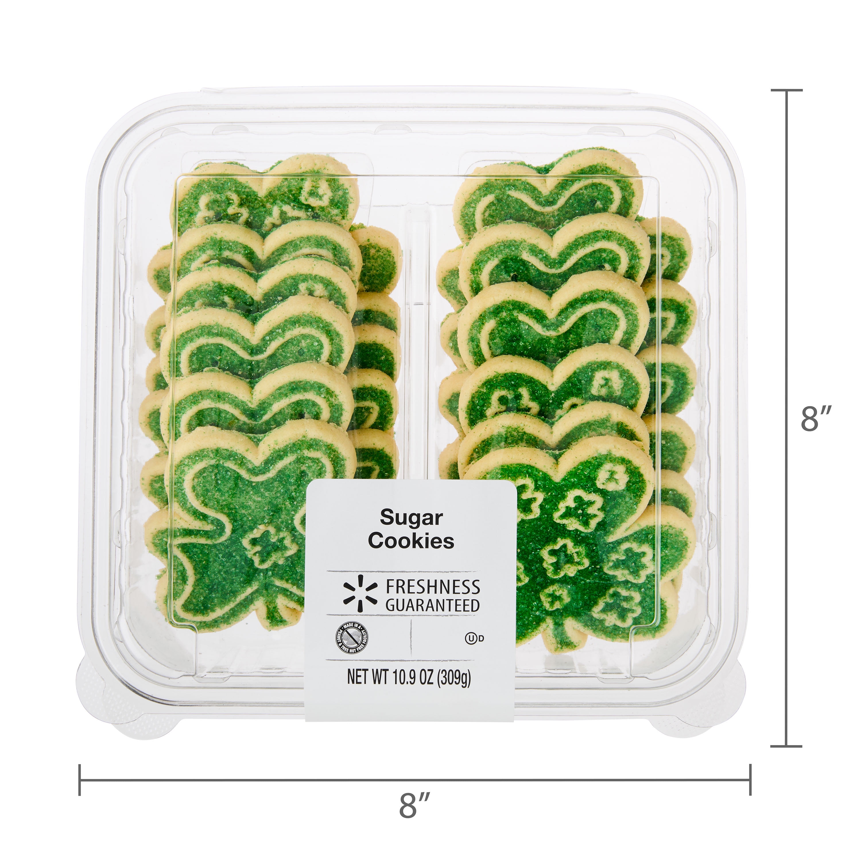 Freshness Guaranteed St. Patrick's Day Baked Shamrock Sugar Cookies, 10.9 oz, 12 Count