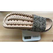 Rewenti Women's Flat Slide Sandals Leopard Print Non-Slip Cloud Slides Quick Drying Shower Bathroom Soft Sandals for Outdoor Indoor Clearance Brown 8.5(40-41)